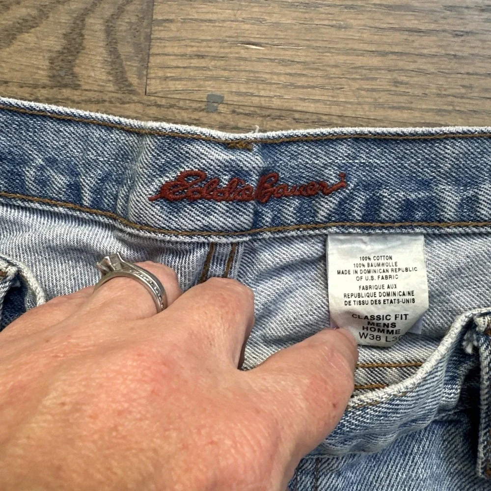 Vintage Eddie Bauer Jeans Mens 38x30 Blue Medium Wash Loose Denim Outdoor 90s